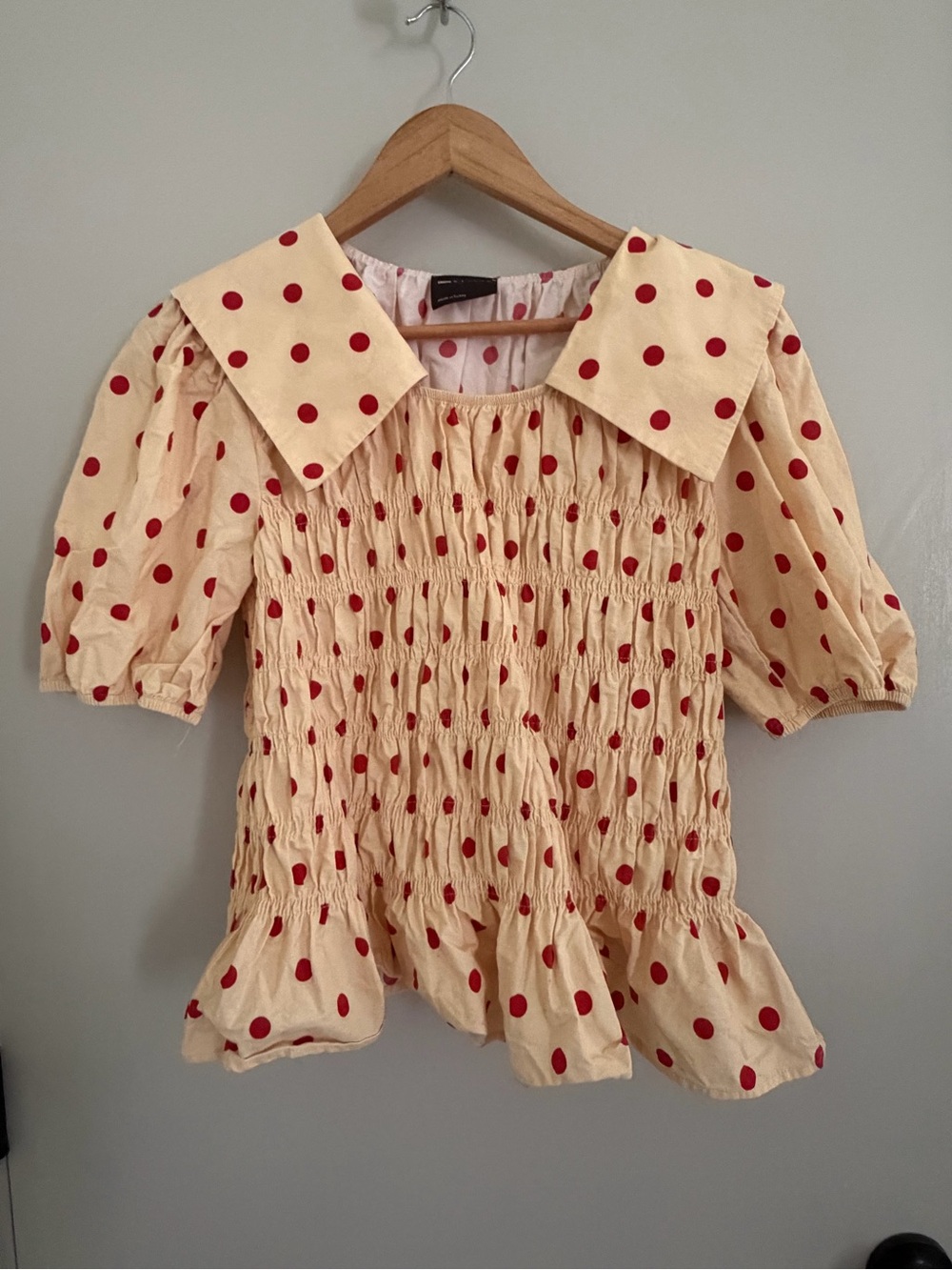ASOS Yellow Blouse with Red Polka Dots